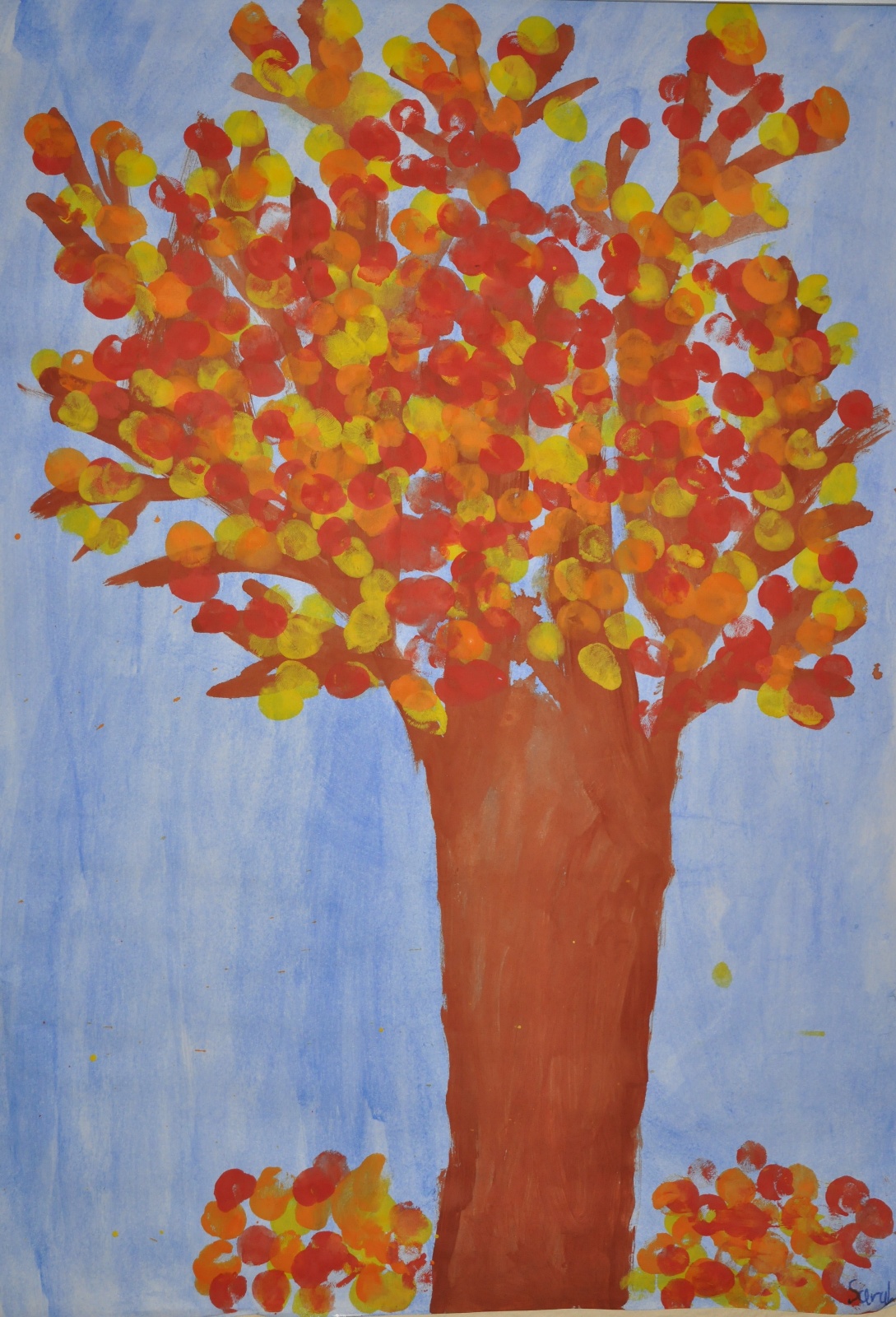Wasserfarben Fingerdruck &quot;Herbstbaum&quot; LG 4 c