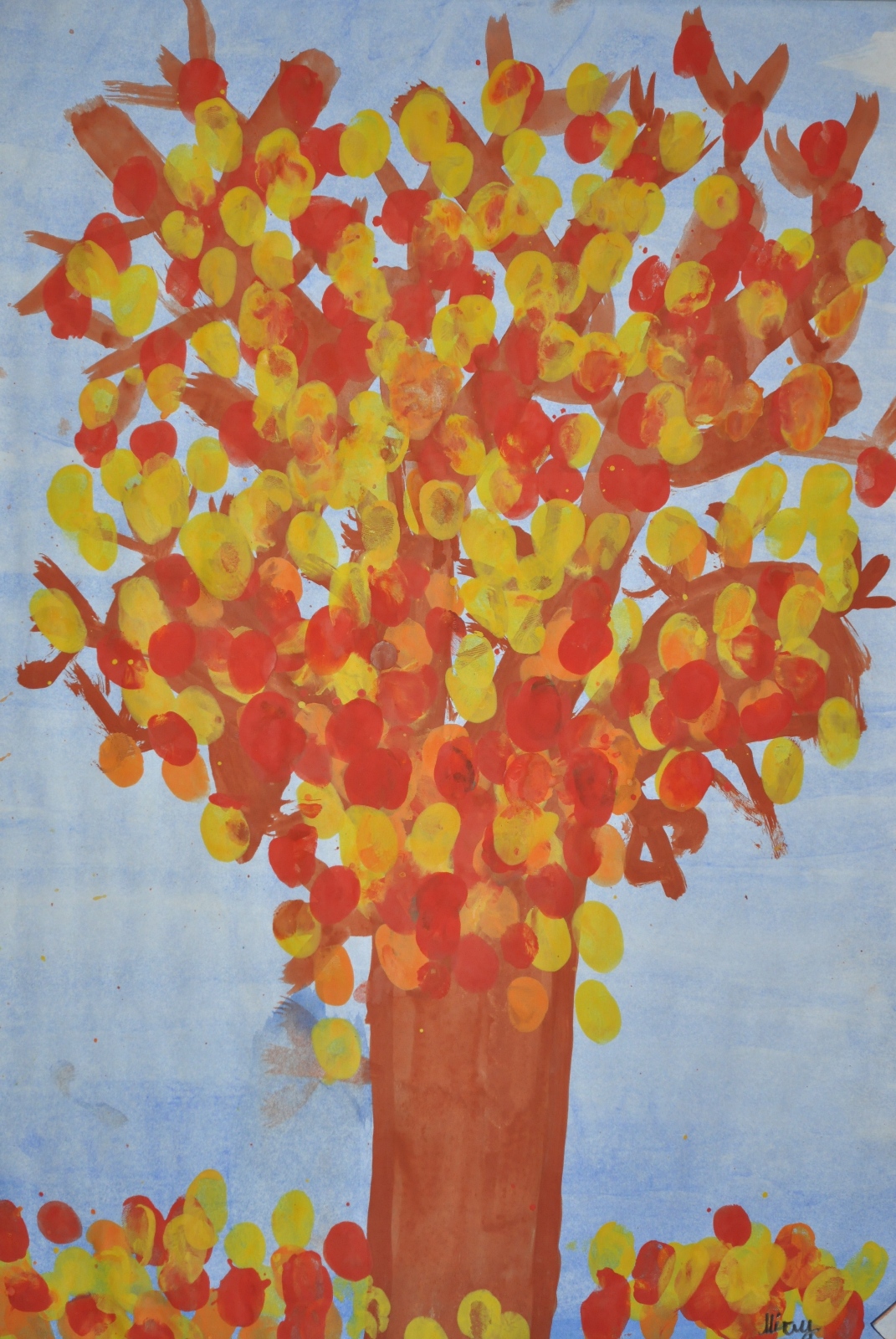 Wasserfarben Fingerdruck &quot;Herbstbaum&quot; LG 4 c